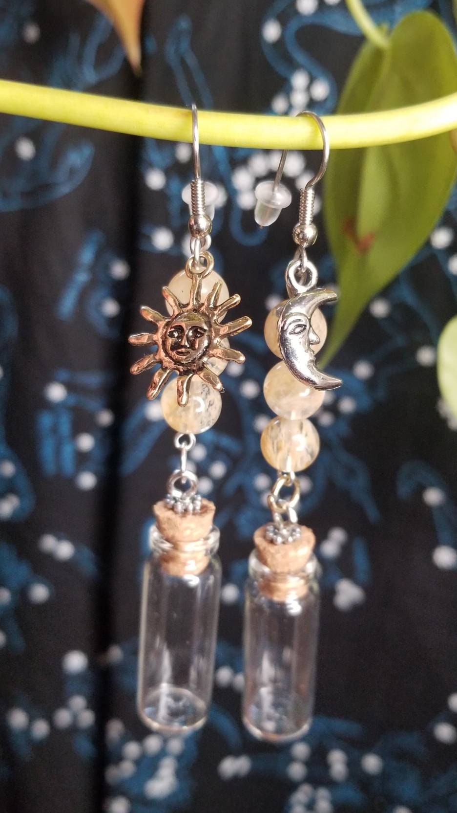 Sun Bottle Honey Calcite Dangle Earrings