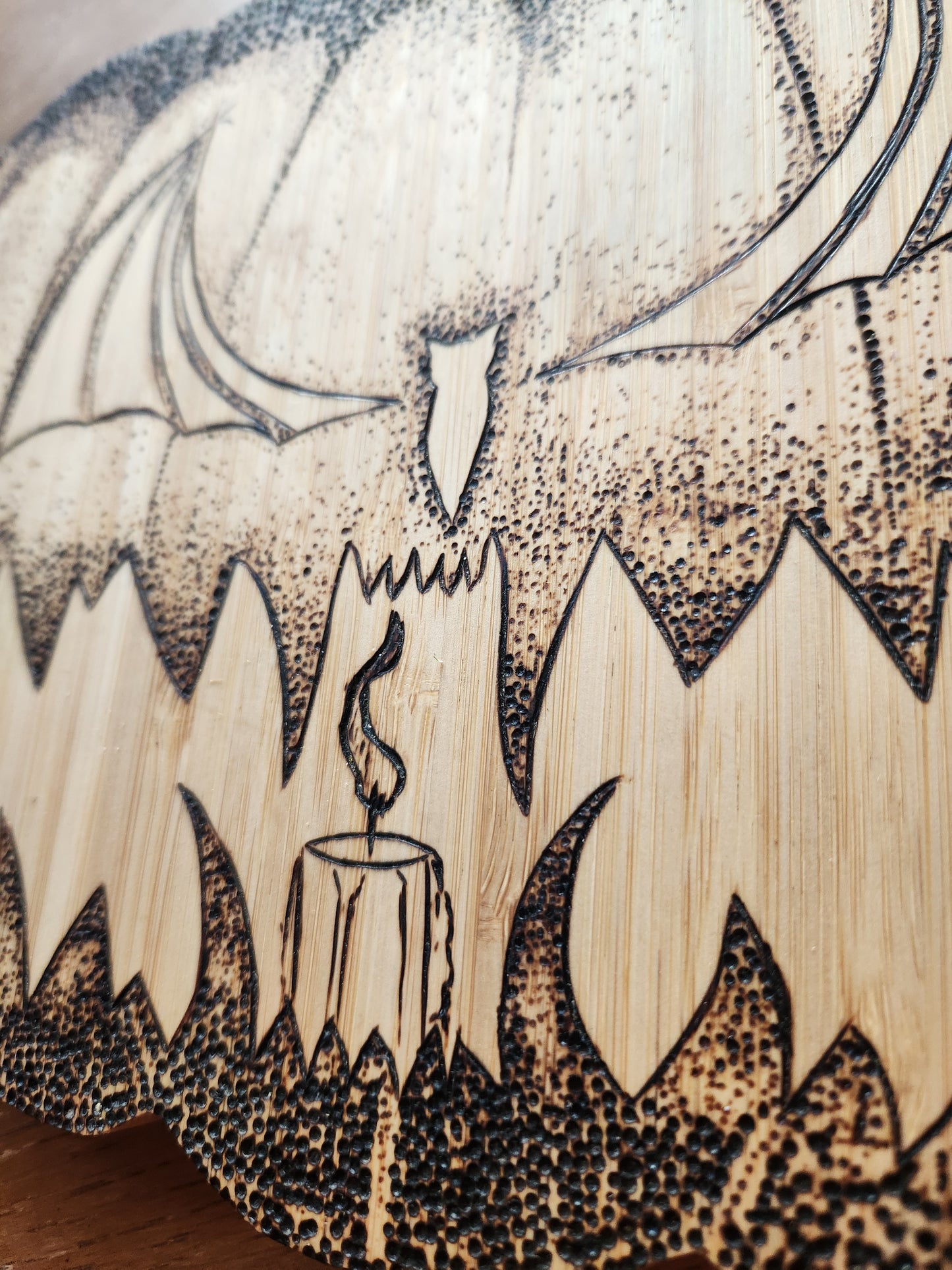 Jack-o’-lantern Pumpkin Wood-burned Board