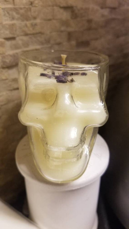 Lavender Skull Candles